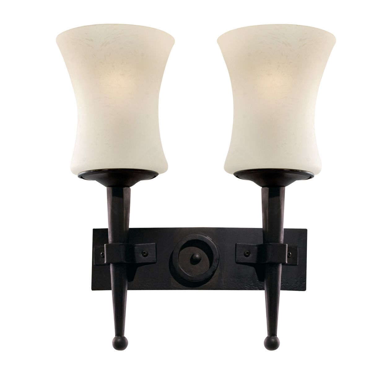 Searchlight Cartwheel 2Lt Wandlamp Zwart Metaal & Sanded Glas
