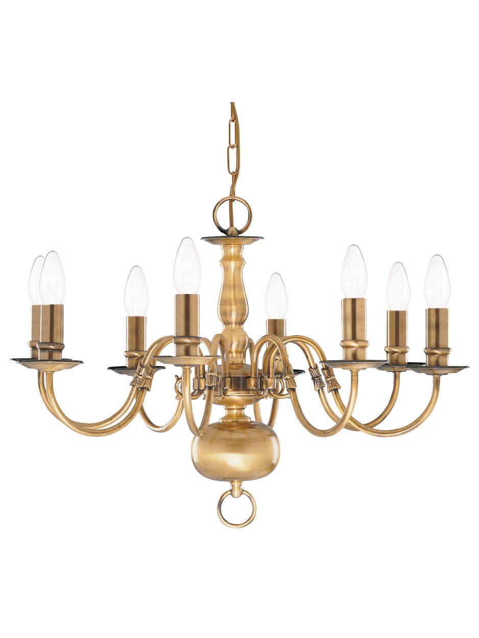 Searchlight Flemish 8Lt Hanglamp Solid Messing Metaal