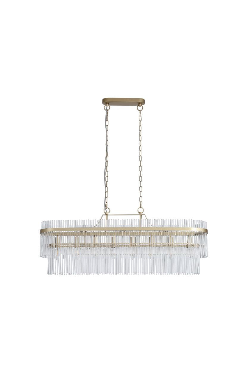Searchlight Lara 8Lt Oval Hanglamp Goud Metaal & Helder Glas Rods