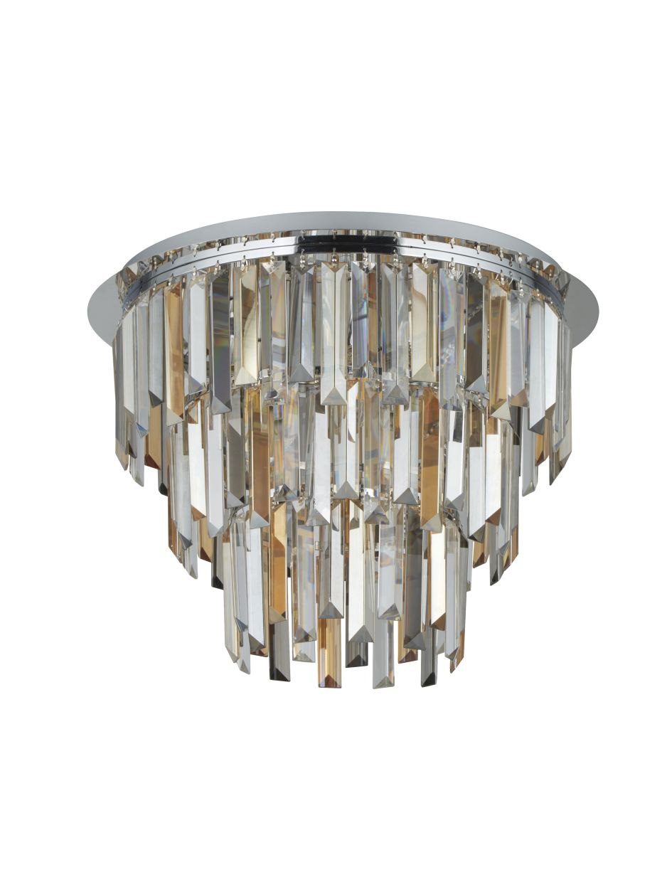 Searchlight Clarissa 5Lt Flush Chroom & Helder, Smoked & Amber Glas