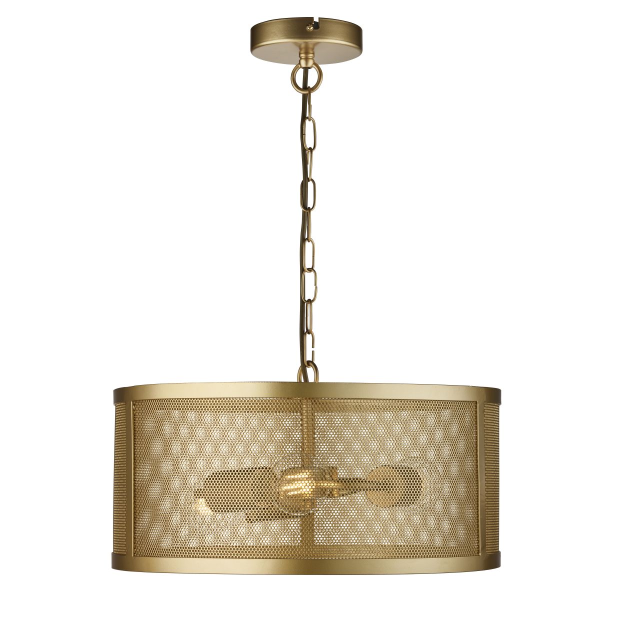 Searchlight Fishnet 3Lt Hanglamp Mat Goud Metaal & Mesh Lampenkap