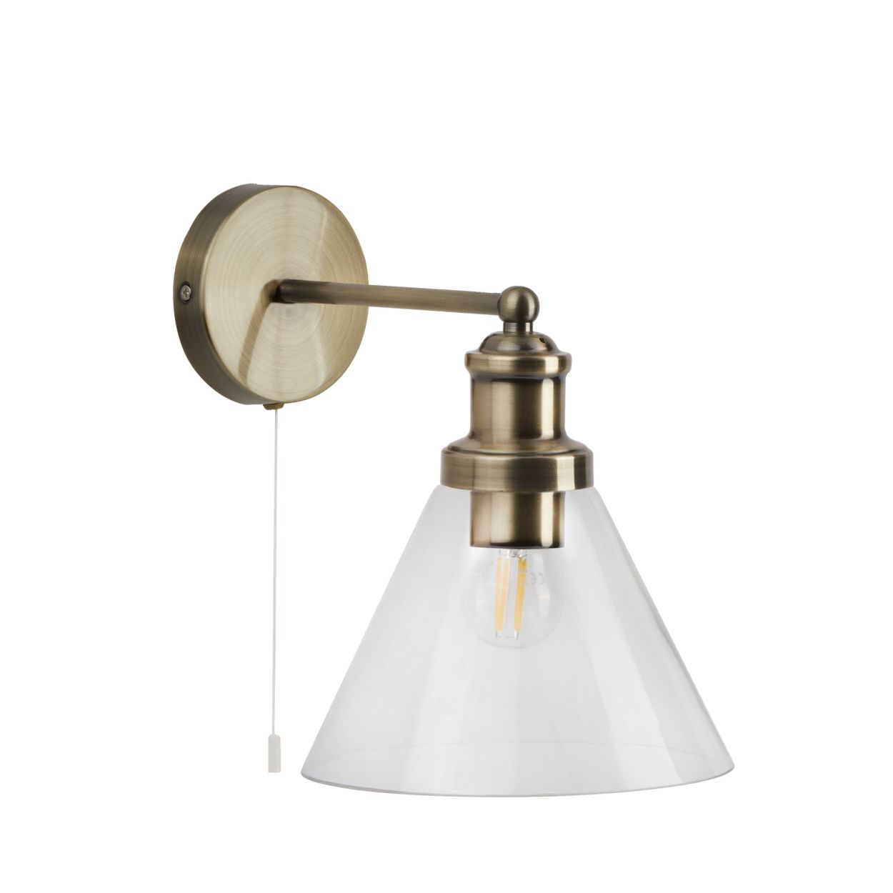 Searchlight Pyramid Wandlamp Antique Messing Metaal & Glas