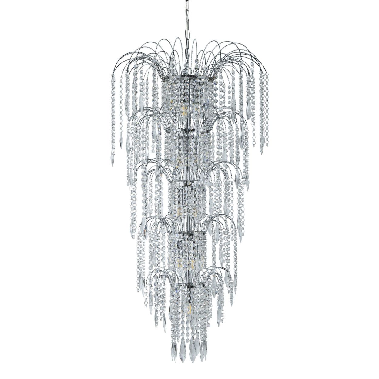 Searchlight Waterfall 13Lt Kroonluchter Chroom Metaal & Kristal