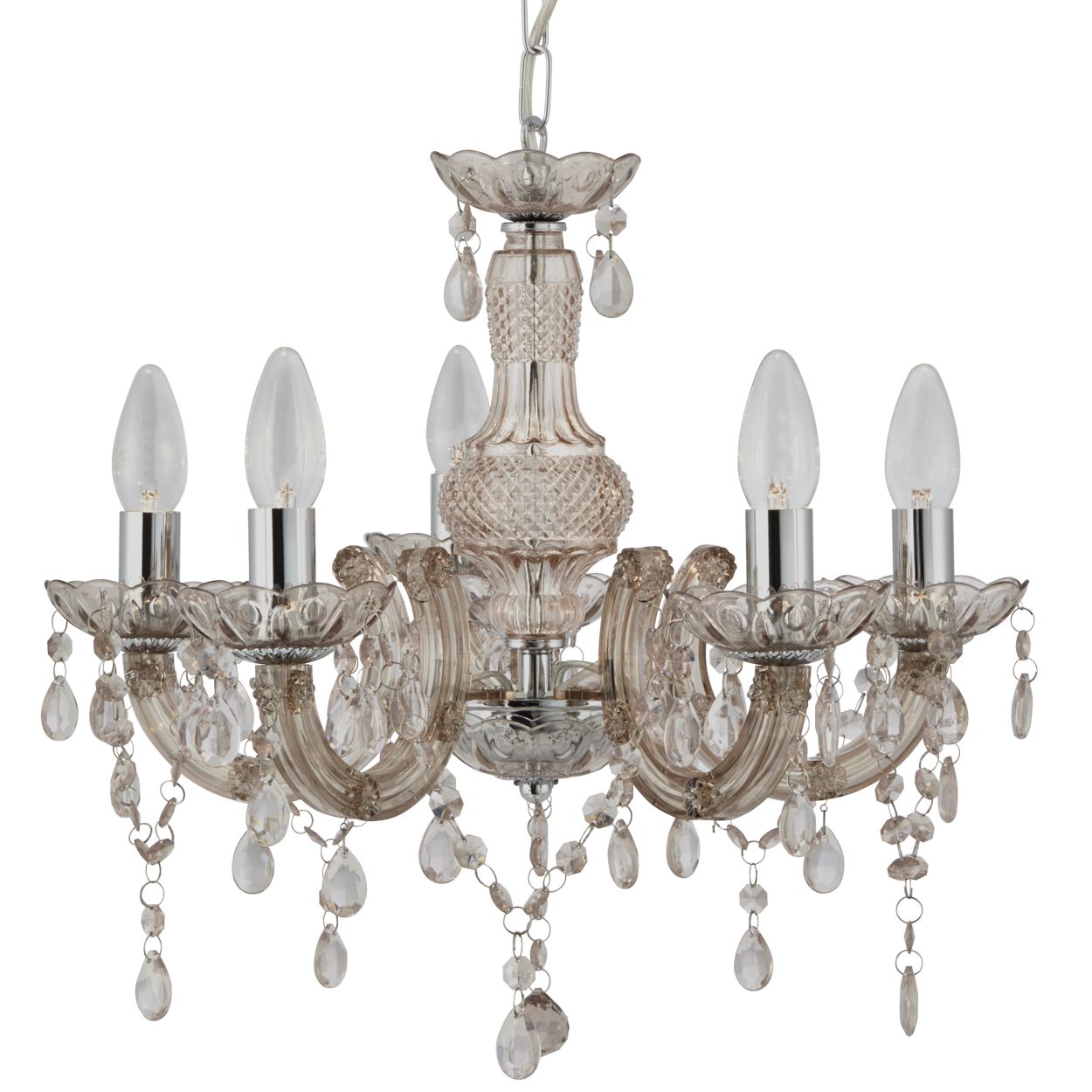 Searchlight Marie Therese 5Lt Hanglamp Mink Glas & Acryl