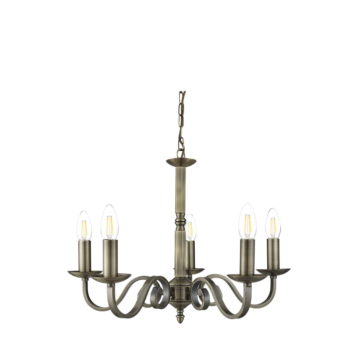 Searchlight Richmond 5Lt Hanglamp Antique Messing Metaal