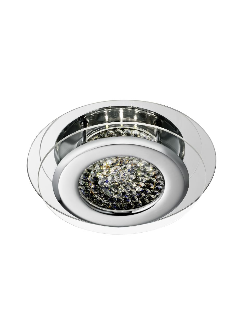 Searchlight Vesta LED Flush Chroom & Helder Kristal