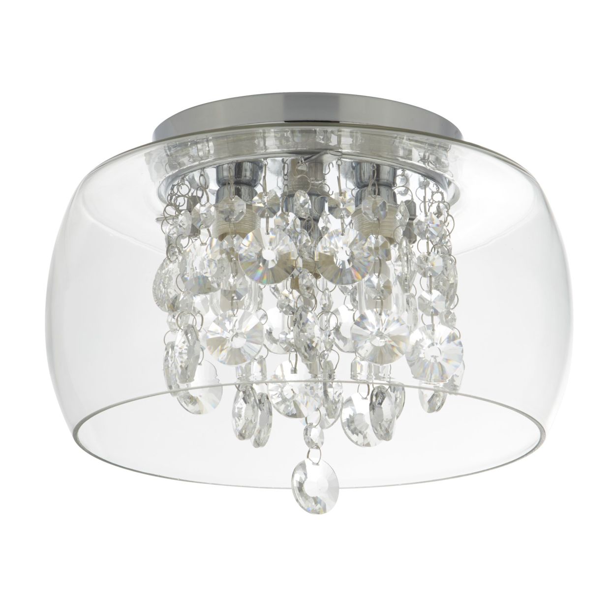Searchlight Curva 3Lt Bathroom Flush Chroom Metaal & Kristal Glas