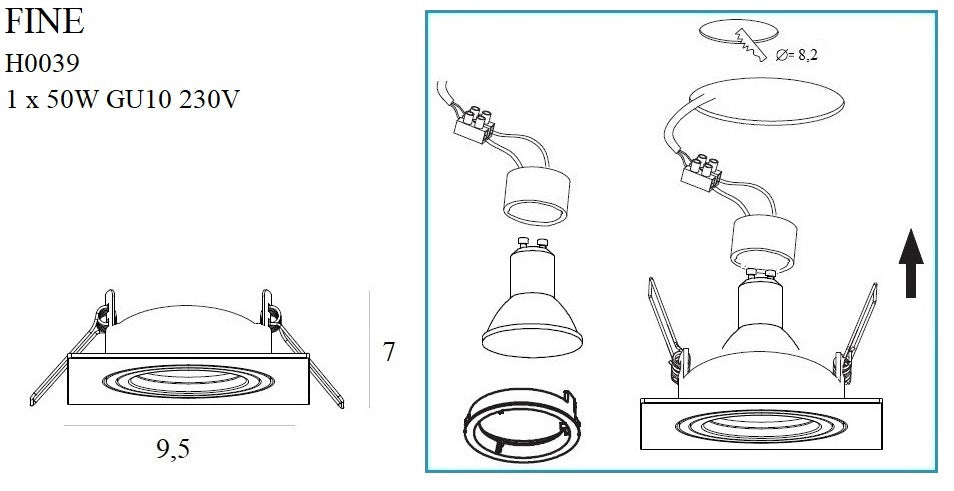 Maxlight H0039 Recessed Fine Vierkant Wit
