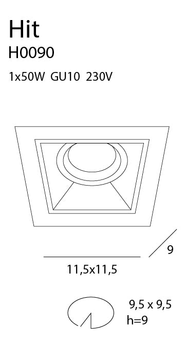 Maxlight H0090 Recessed Lamp Hit I Zwart