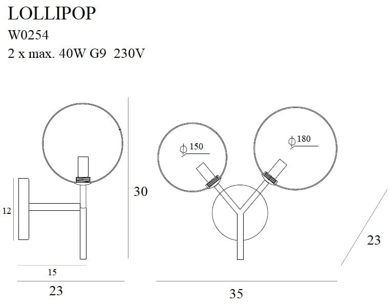 Maxlight W0254 Wandlamp Lollipop