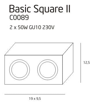 Maxlight C0089 Plafondlamp Basic Vierkant Zwart Dubbel
