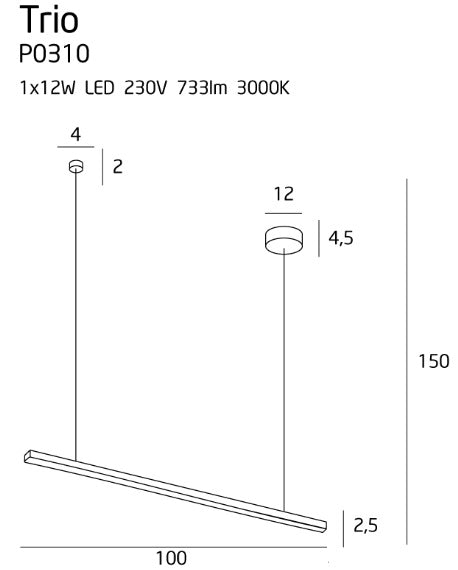Maxlight P0310D Hanglamp Trio 1 Dimbaar