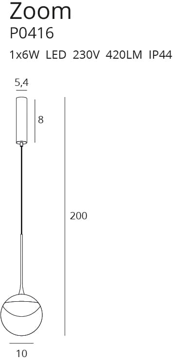 Maxlight P0416 Hanglamp Zoom Zwart