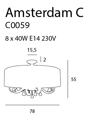 Maxlight C0059 Plafondlamp Amsterdam 80 Cm