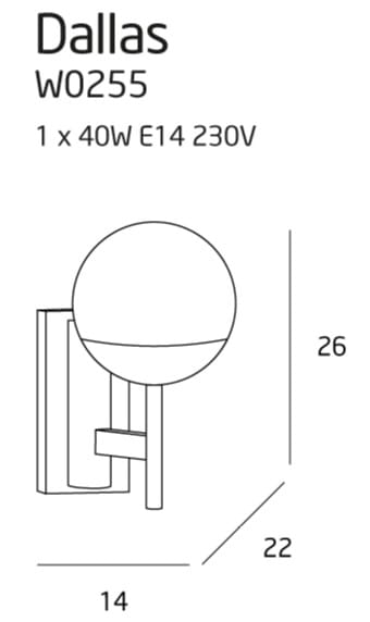 Maxlight W0255 Wandlamp Dallas Zwart