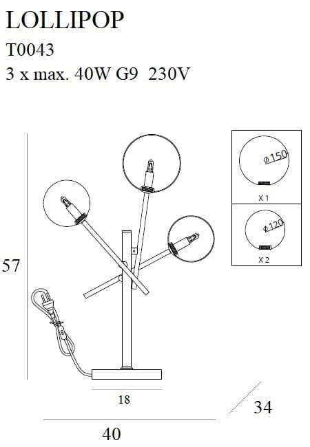 Maxlight T0043 Tafellamp Lollipop Zwart