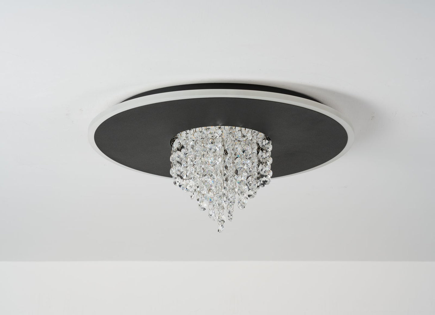 Searchlight Deluge LED Flush, Zwart Metaal with Kristal Glas