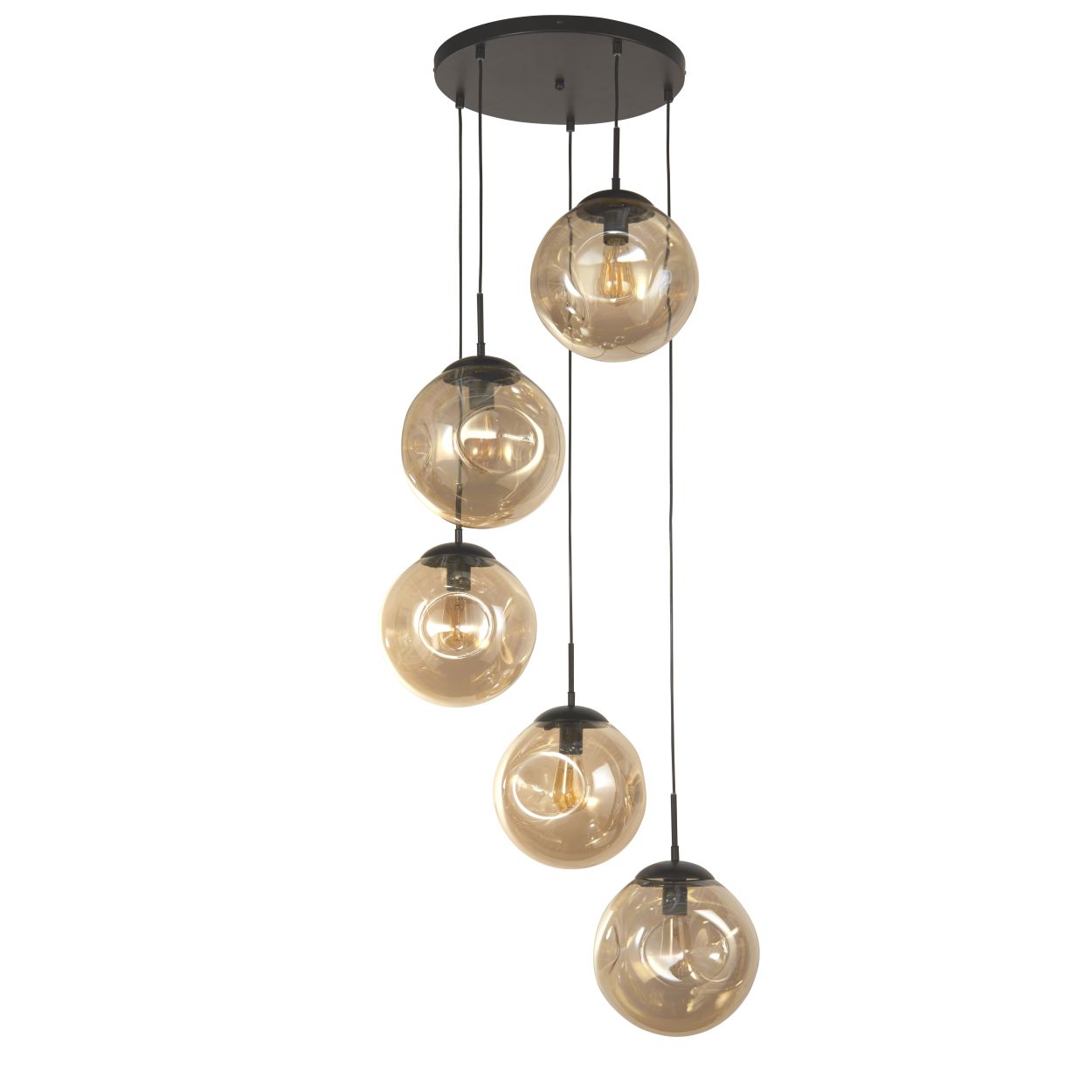 Searchlight Punch 5Lt Multi Drop Zwart Metaal & Champagne Punched Glas