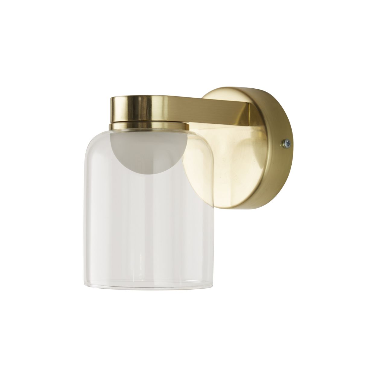 Searchlight Highball LED Wandlamp, Satin Messing & Helder Glas IP44