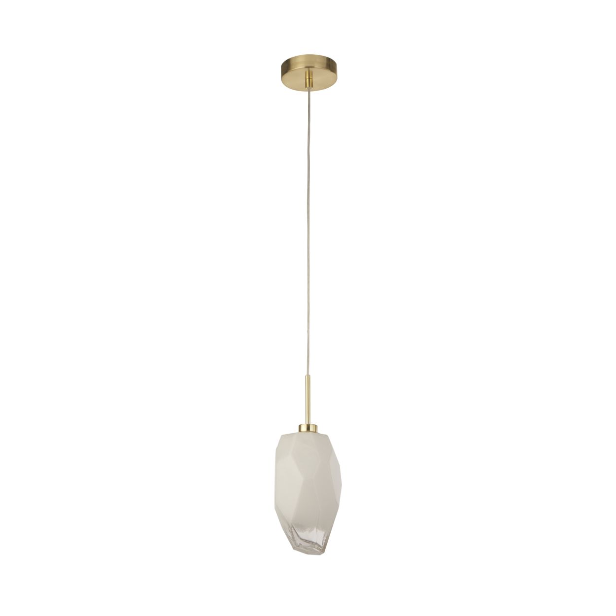 Searchlight Rocky 1Lt Hanglamp, Satin Messing Metaal & Glas