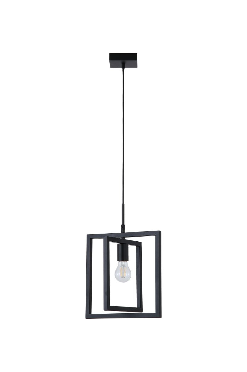 Searchlight Plaza 1Lt Hanglamp, Zwart Metaal