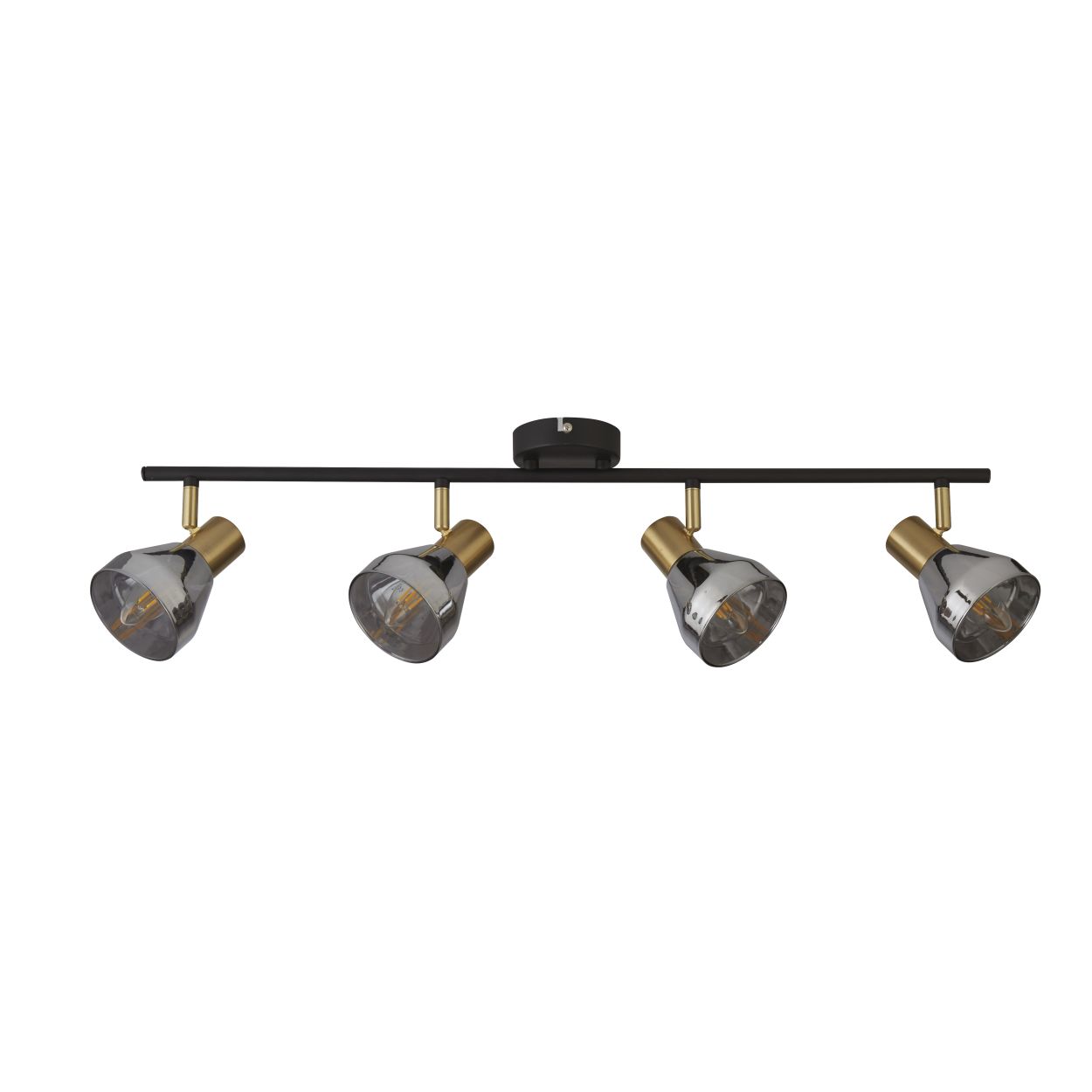 Searchlight Westminster 4Lt Spot Zwart, Satin Messing Metaal & Smoked Glas