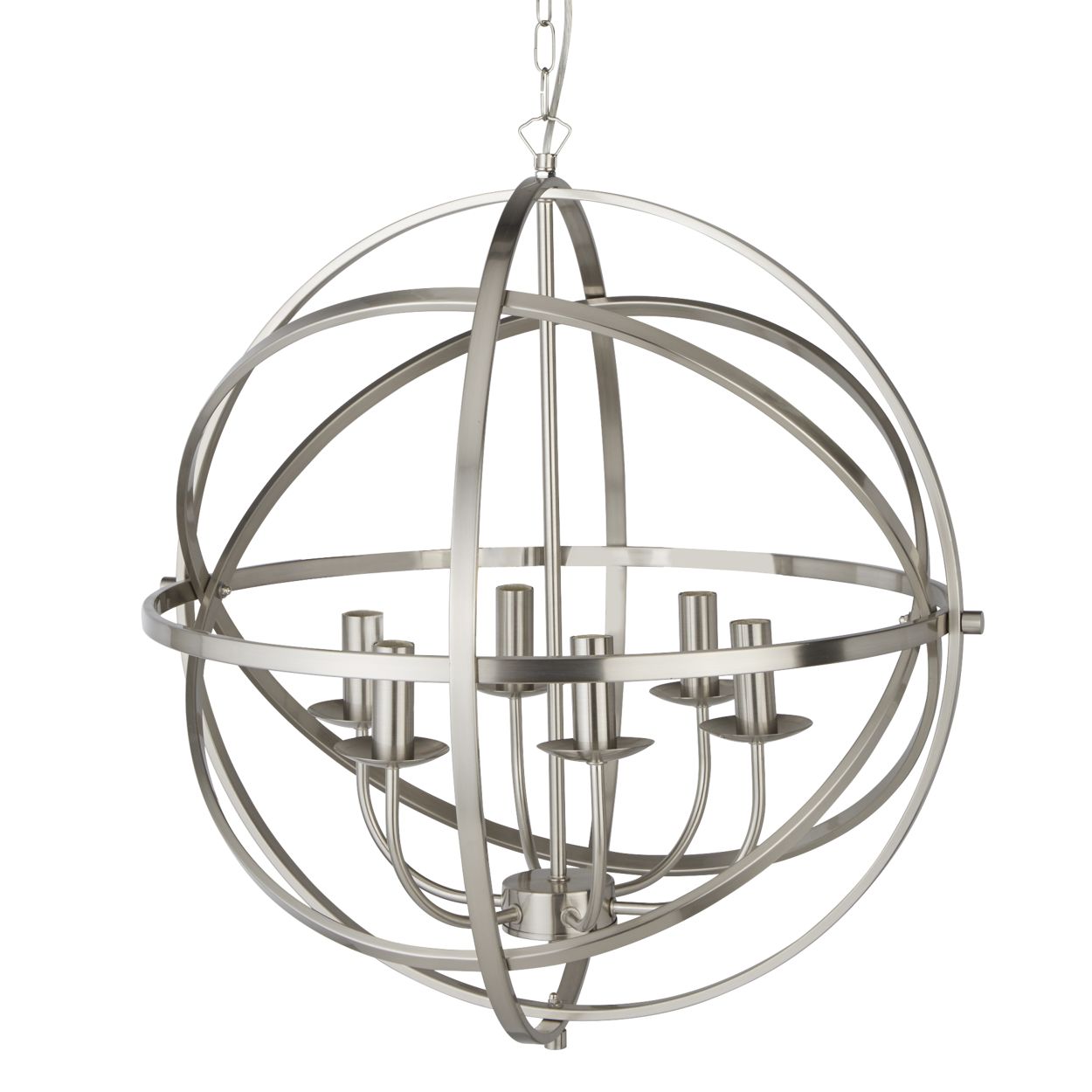 Searchlight Orbit 6Lt Hanglamp Satin Zilver Metaal
