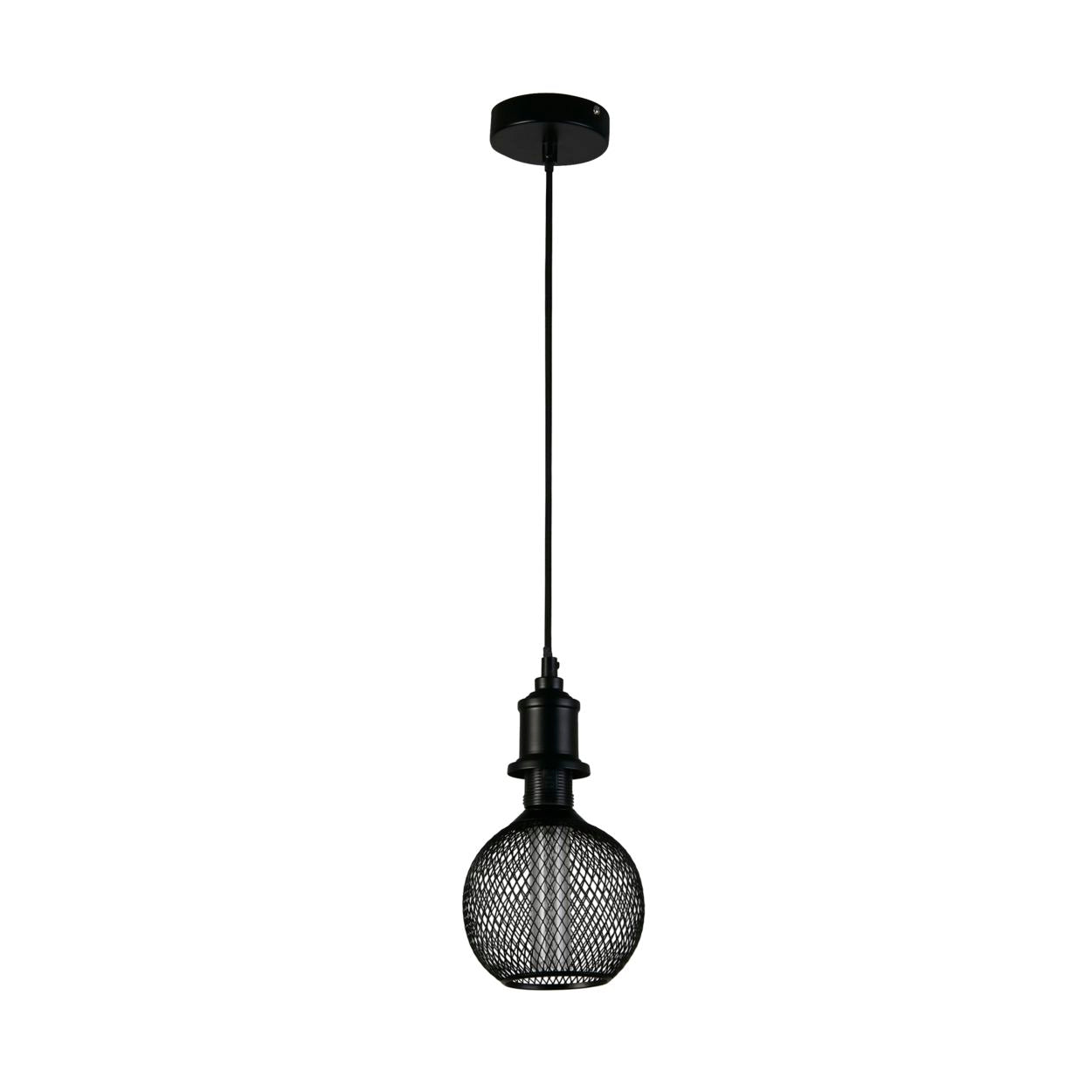 Searchlight Wire Mesh Effect Globe Lamp Zwart Metaal
