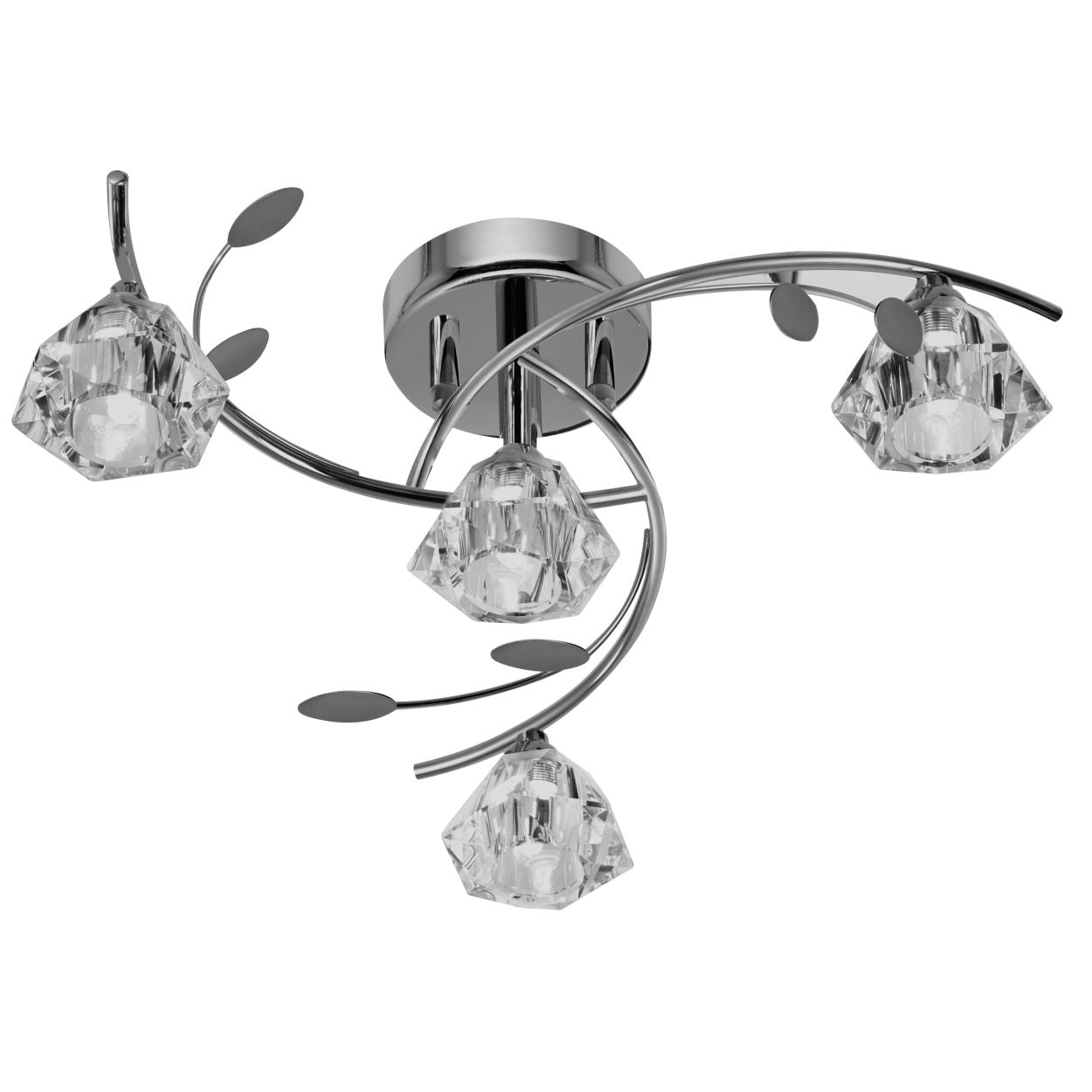Searchlight Sierra 4Lt Semi Flush Chroom & Helder Glas