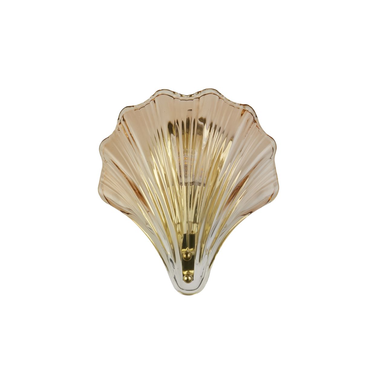 Searchlight Shell 1Lt Wandlamp, Satin Messing Metaal & Amber Glas IP44