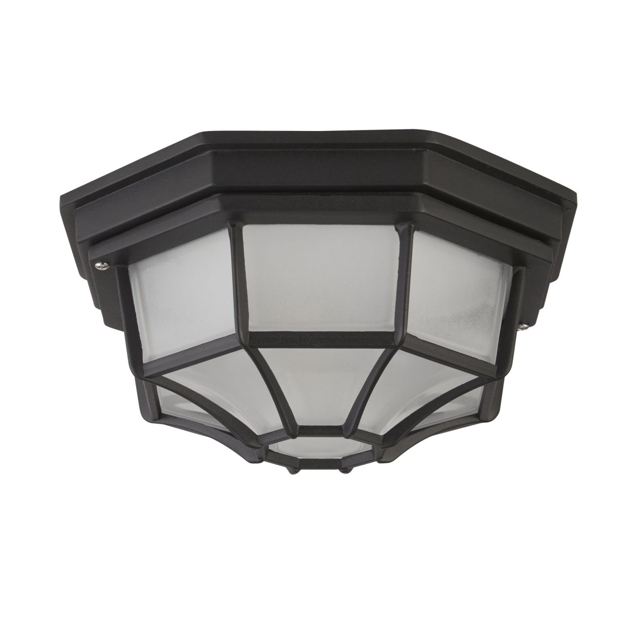 Searchlight Vermont Buiten Wall/Plafondlamp Zwart Metaal & Glas