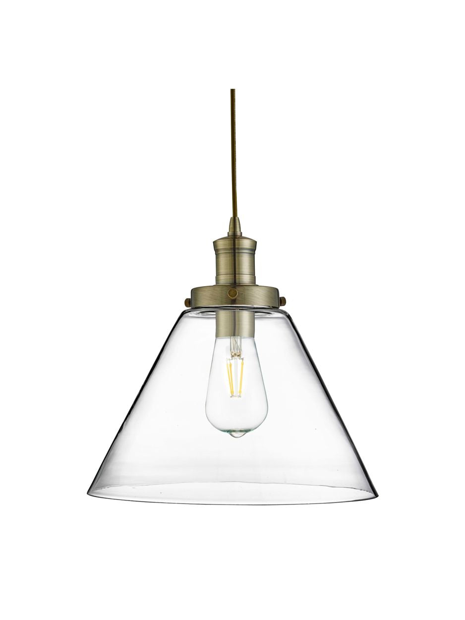 Searchlight Pyramid Hanglamp Antique Messing Metaal & Glas