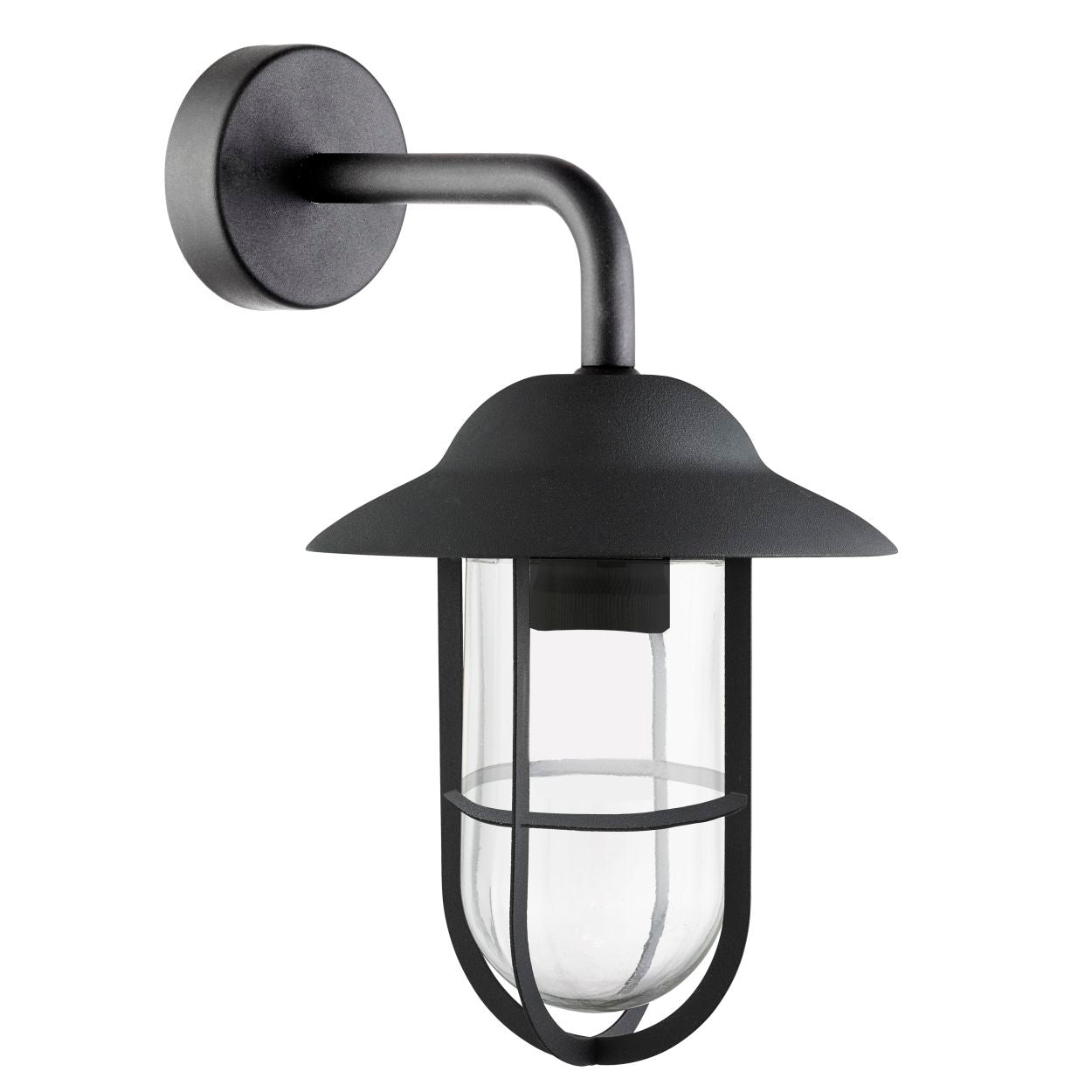 Searchlight Toronto Buiten Wandlamp Zwart Metaal & Helder Glas