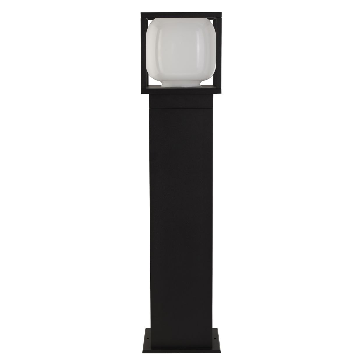 Searchlight Athens Buiten Post Zwart Metaal & Opal Glas