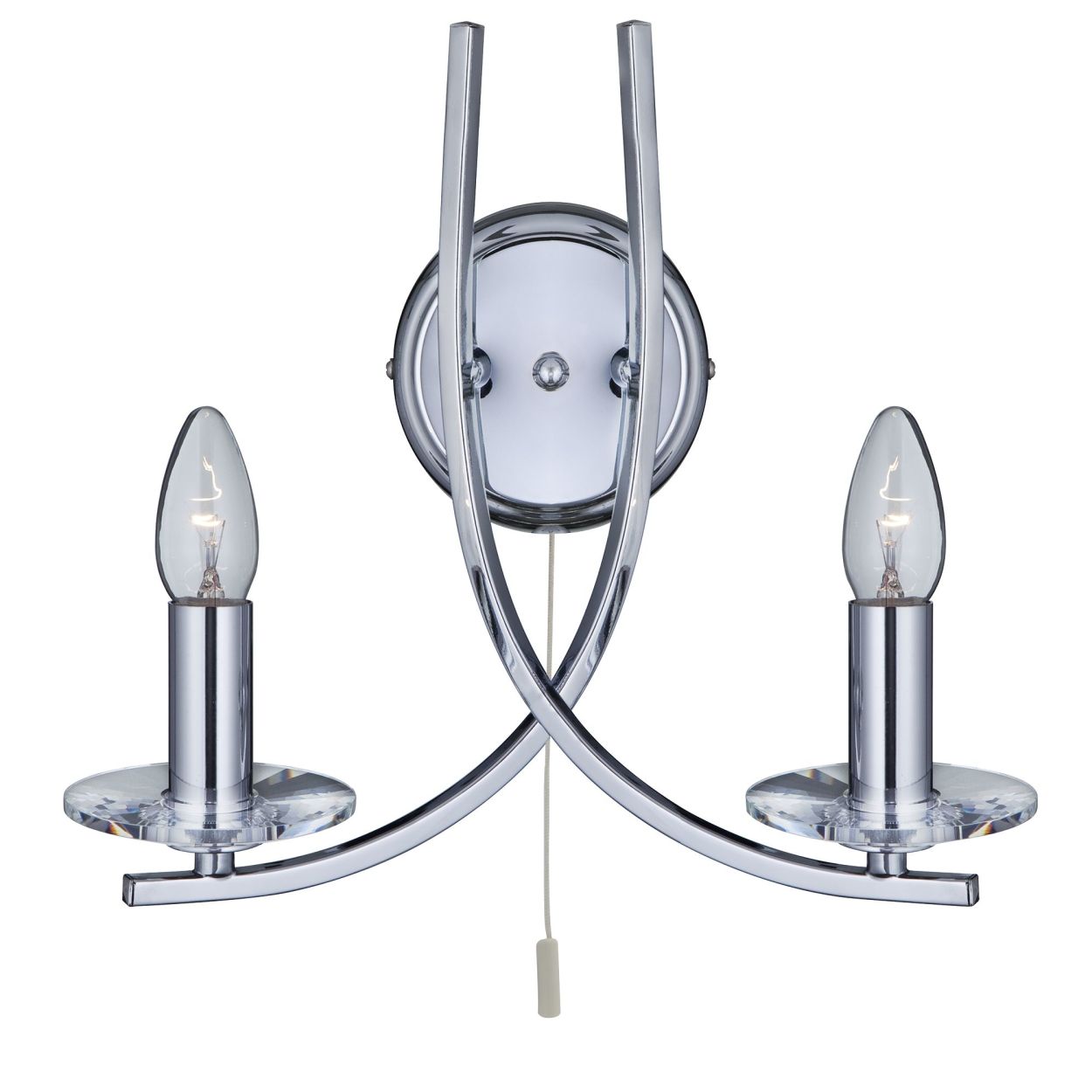 Searchlight Ascona 2Lt Wandlamp Chroom Metaal & Glas
