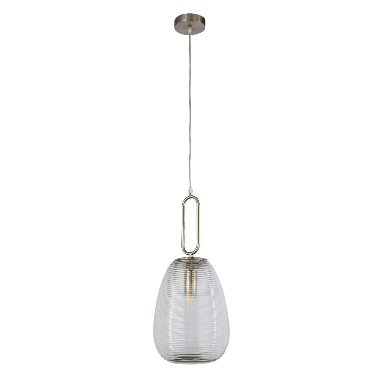 Searchlight Elixir Hanglamp Satin Nikkel Metaal & Ribbed Glas
