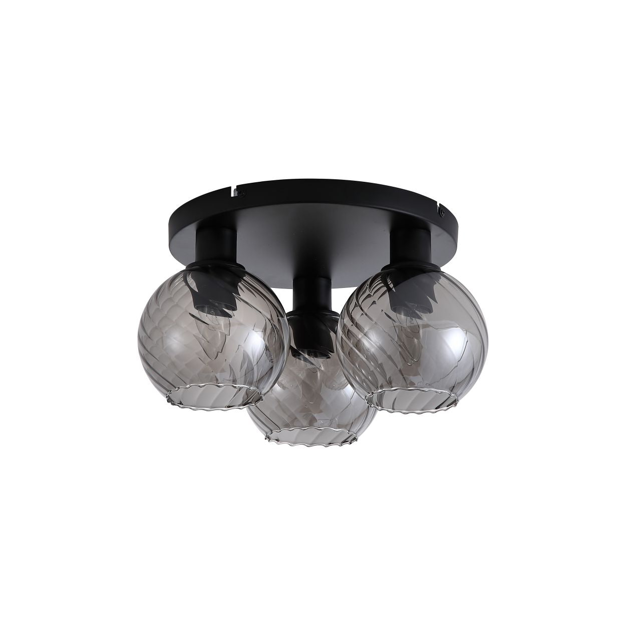 Searchlight Radiance 3Lt Flush, Zwart Metaal and Smoked Glas