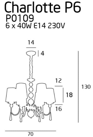 Maxlight P0109 Hanglamp Charlotte 70 Cm
