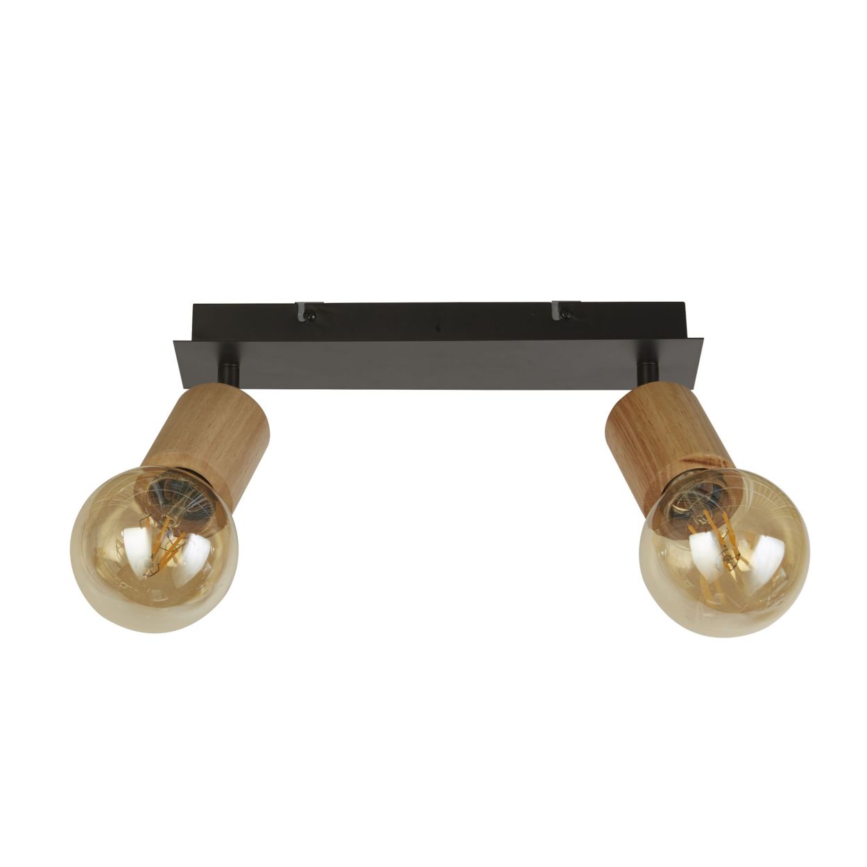 Searchlight Spinny 2Lt Spot Hout & Mat Zwart Metaal