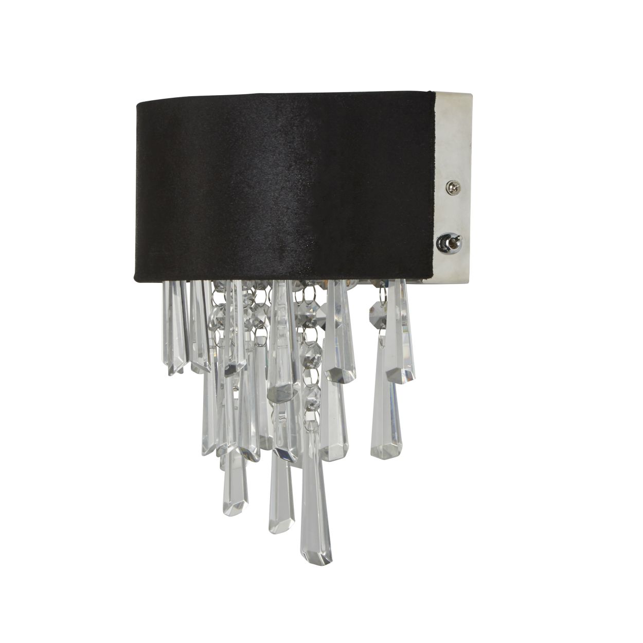 Searchlight Glamour 2Lt Wandlamp Zwart Velours & Helder Kristal