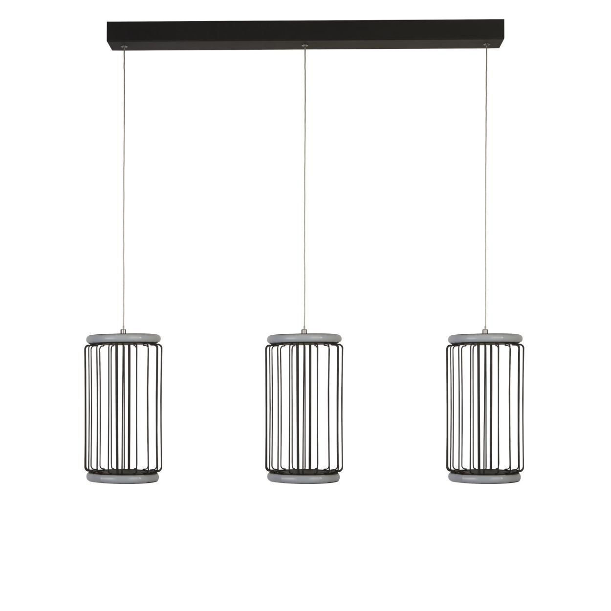 Searchlight Circolo 3Lt Cage Bar Hanglamp Zwart Metaal & Wit Silicon