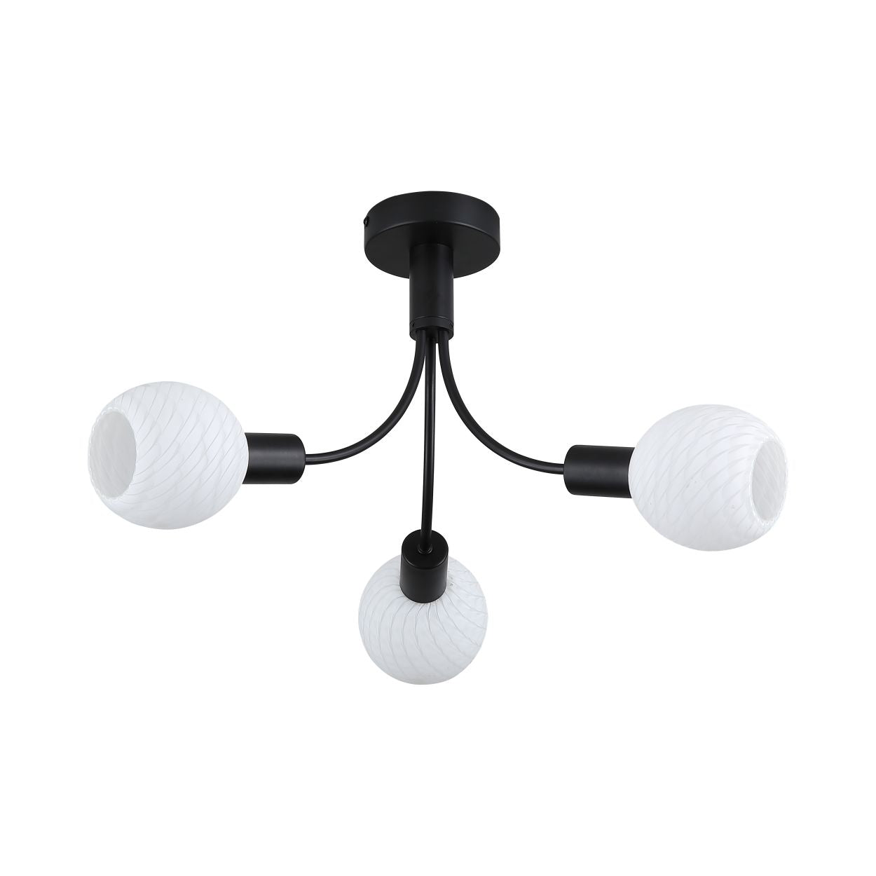 Searchlight Nova 3Lt Plafondlamp, Zwart Metaal with Mat Glas Lampenkap