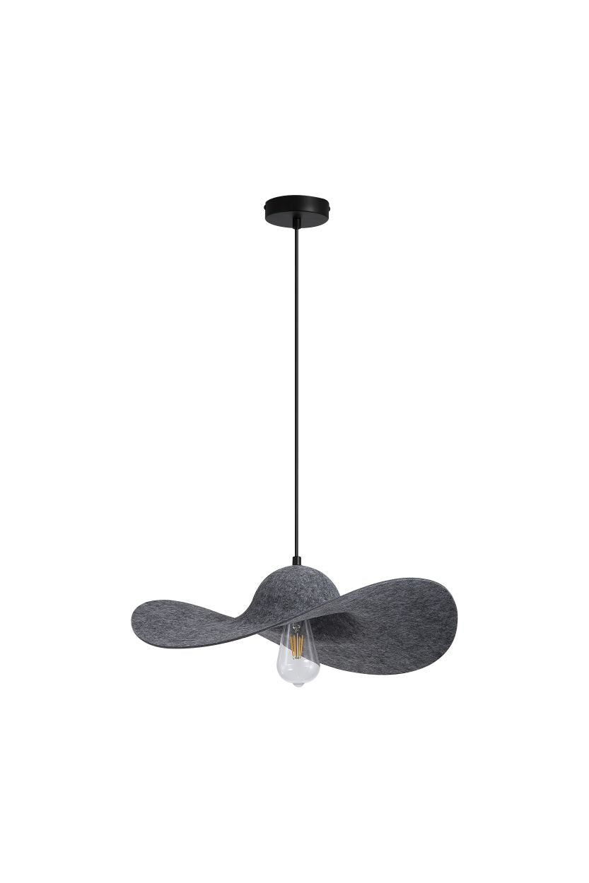 Searchlight Ripple 1Lt Hanglamp, Zwart Metaal, Felt
