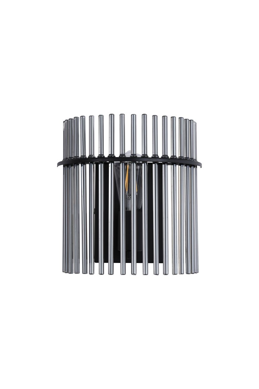Searchlight Swizzle 1Lt Wandlamp, Mat Zwart Metaal with Smoked Rods