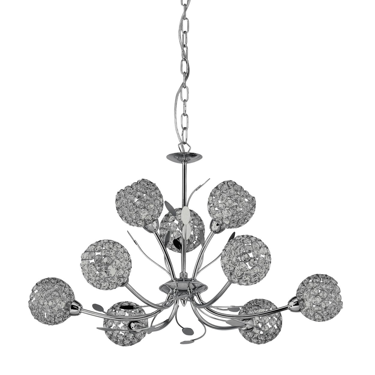 Searchlight Bellis II 9Lt Hanglamp Chroom & Helder Glas