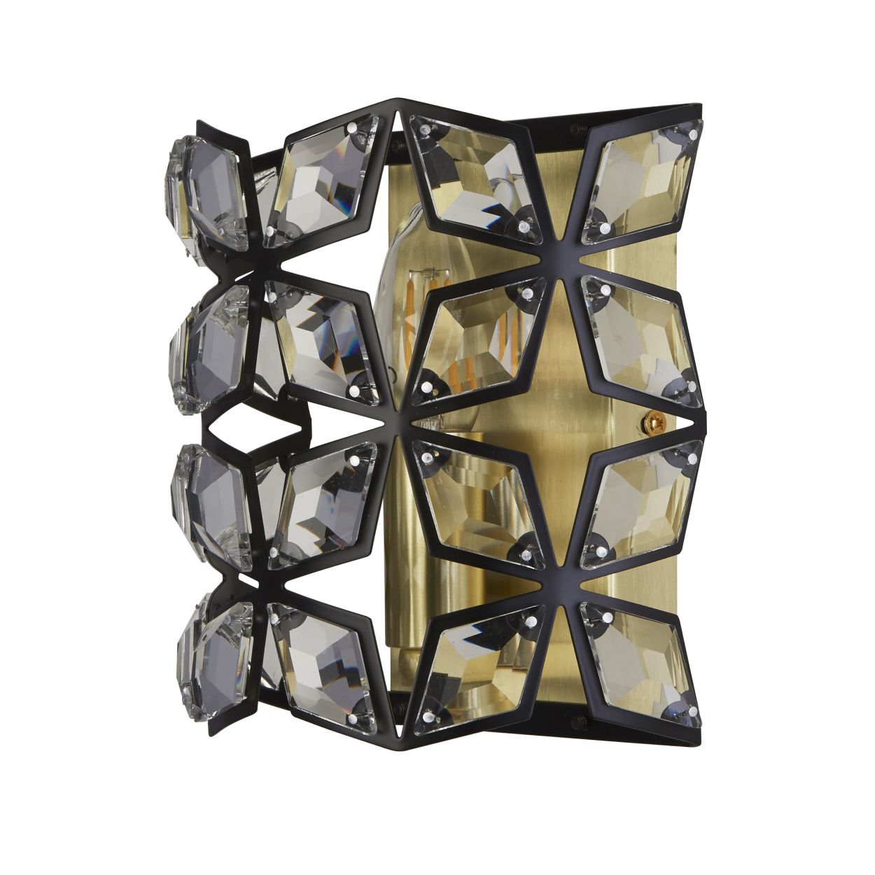 Searchlight Iris Wandlamp Zwart Metaal, Kristal & Messing