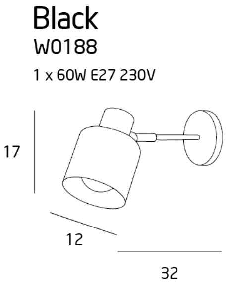 Maxlight W0188 Wandlamp Zwart