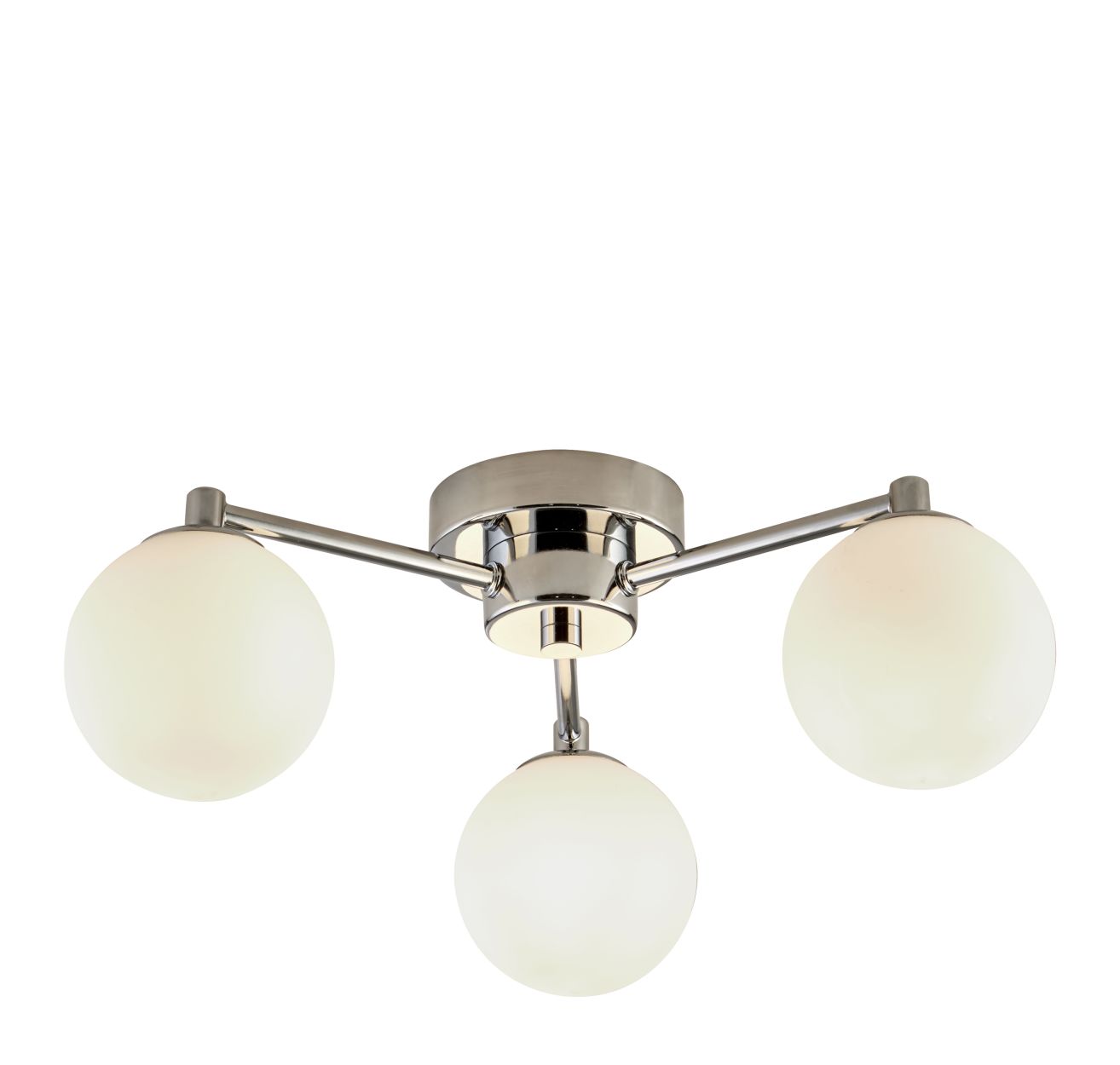 Searchlight Tiberius 3Lt Flush Chroom Metaal & Wit Mat Glas