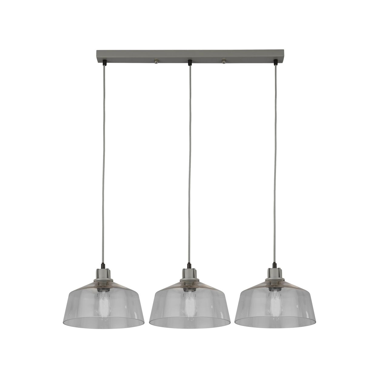 Searchlight x Odeon 3Lt Bar Hanglamp Grijs Metaal & Glas