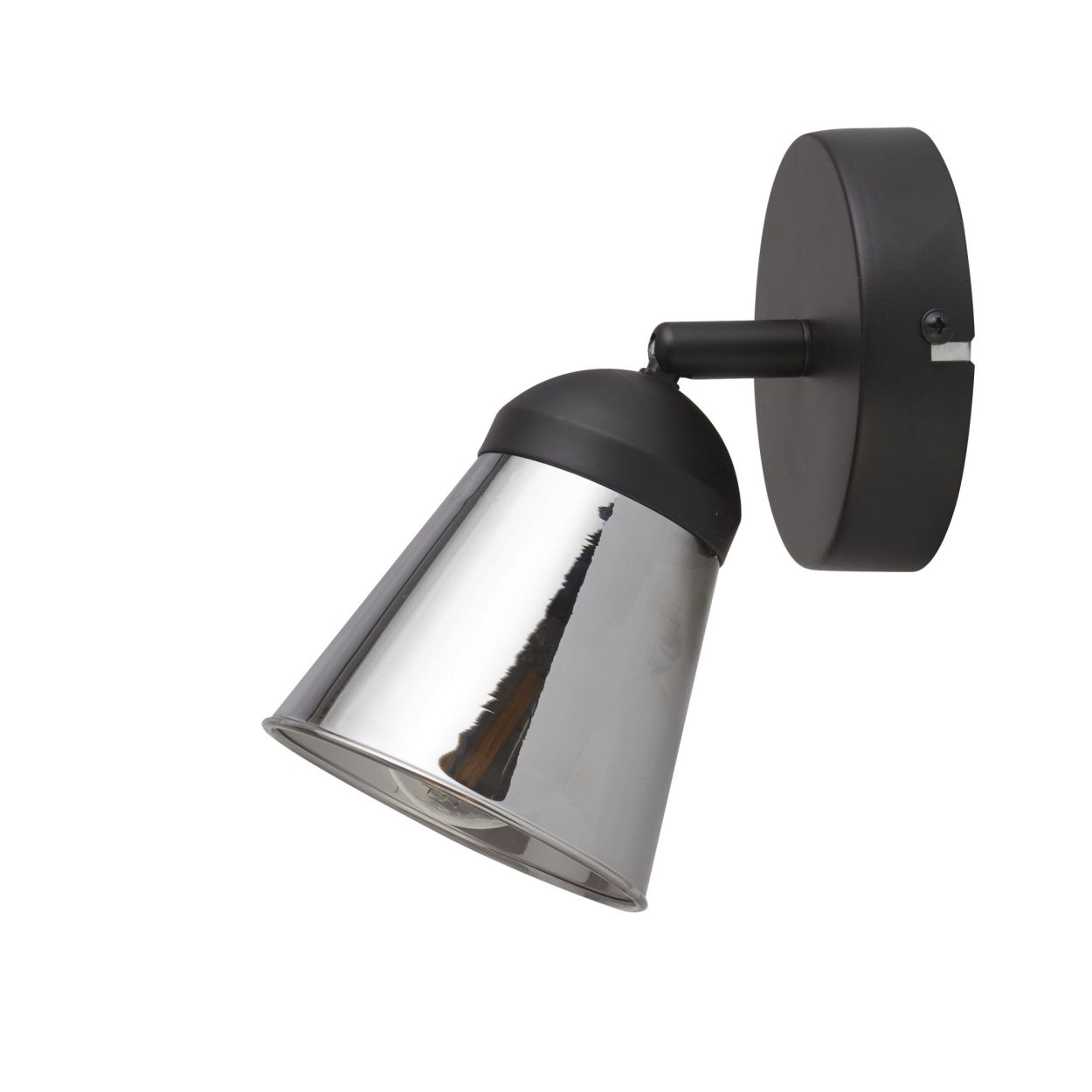 Searchlight Mega Spot Wandlamp Zwart Metaal & Smoked Glas